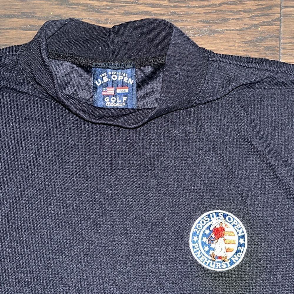 Blue Us Open 2005 Putter Boy Pinehurst mock turtle SS tennis Golf polo shirt L